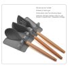 Silicone Multiple Utensil Rest Kitchen Spoon Holder with Drip Pad for Spoons Ladles Tongs Gray RT