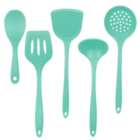 Silica gel spatula High temperature resistant silica gel kitchenware set Special silica gel spatula spoon for household frying pan (Number of kits: Spatula, size: Peppermint green)