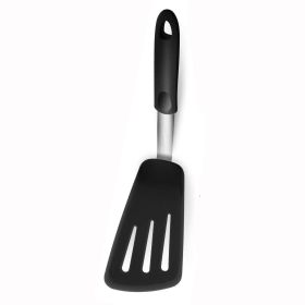 4-piece elastic silica gel suit shovel High temperature resistant spatula Cooking kitchenware Turner Spatula (size: Oblique frying shovel -- black)