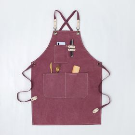 Canvas apron logo Customized barista; florist; hairdresser; florist; restaurant; bar; work clothes (colour: purple)