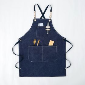 Canvas apron logo Customized barista; florist; hairdresser; florist; restaurant; bar; work clothes (colour: Navy)