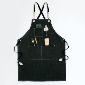 Canvas apron logo Customized barista; florist; hairdresser; florist; restaurant; bar; work clothes (colour: black)