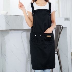 Workwear apron work new style Nordic simple thickened waterproof customized logo printed advertising work clothes (colour: Black strap)