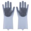 1 Pair Gloves Kitchen Silicone Cleaning Gloves Magic Dish Washing for Household Scrubber Rubber Kitchen Clean Tool