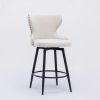 Counter Height 25" Modern Leathaire Fabric bar chairs; 180Â° Swivel Bar Stool Chair for Kitchen; Tufted Gold Nailhead Trim Bar Stools with Metal Legs;