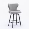 Counter Height 25" Modern Leathaire Fabric bar chairs; 180Â° Swivel Bar Stool Chair for Kitchen; Tufted Gold Nailhead Trim Bar Stools with Metal Legs;