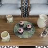 Lacquer Coaster Set with Eggshell Inlay Set 6 Coaster with Holder for Kitchen Table Desk Office Home