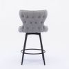 Counter Height 25" Modern Leathaire Fabric bar chairs; 180Â° Swivel Bar Stool Chair for Kitchen; Tufted Gold Nailhead Trim Bar Stools with Metal Legs;