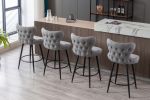 Counter Height 25" Modern Leathaire Fabric bar chairs; 180Â° Swivel Bar Stool Chair for Kitchen; Tufted Gold Nailhead Trim Bar Stools with Metal Legs;