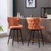 Counter Height 25" Modern Leathaire Fabric bar chairs; 180Â° Swivel Bar Stool Chair for Kitchen; Tufted Gold Nailhead Trim Bar Stools with Metal Legs;