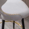 Counter Height 25" Modern Leathaire Fabric bar chairs; 180Â° Swivel Bar Stool Chair for Kitchen; Tufted Gold Nailhead Trim Bar Stools with Metal Legs;