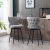 Counter Height 25" Modern Leathaire Fabric bar chairs; 180Â° Swivel Bar Stool Chair for Kitchen; Tufted Gold Nailhead Trim Bar Stools with Metal Legs;