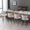 Counter Height 25" Modern Leathaire Fabric bar chairs; 180Â° Swivel Bar Stool Chair for Kitchen; Tufted Gold Nailhead Trim Bar Stools with Metal Legs;