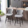 Counter Height 25" Modern Leathaire Fabric bar chairs; 180Â° Swivel Bar Stool Chair for Kitchen; Tufted Gold Nailhead Trim Bar Stools with Metal Legs;