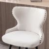 Counter Height 25" Modern Leathaire Fabric bar chairs; 180Â° Swivel Bar Stool Chair for Kitchen; Tufted Gold Nailhead Trim Bar Stools with Metal Legs;