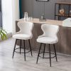 Counter Height 25" Modern Leathaire Fabric bar chairs; 180Â° Swivel Bar Stool Chair for Kitchen; Tufted Gold Nailhead Trim Bar Stools with Metal Legs;