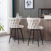 Counter Height 25" Modern Leathaire Fabric bar chairs; 180Â° Swivel Bar Stool Chair for Kitchen; Tufted Gold Nailhead Trim Bar Stools with Metal Legs;