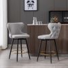 Counter Height 25" Modern Leathaire Fabric bar chairs; 180Â° Swivel Bar Stool Chair for Kitchen; Tufted Gold Nailhead Trim Bar Stools with Metal Legs;