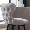 Counter Height 25" Modern Leathaire Fabric bar chairs; 180Â° Swivel Bar Stool Chair for Kitchen; Tufted Gold Nailhead Trim Bar Stools with Metal Legs;