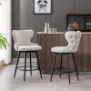 Counter Height 25" Modern Leathaire Fabric bar chairs; 180Â° Swivel Bar Stool Chair for Kitchen; Tufted Gold Nailhead Trim Bar Stools with Metal Legs;