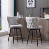 Counter Height 25" Modern Leathaire Fabric bar chairs; 180Â° Swivel Bar Stool Chair for Kitchen; Tufted Gold Nailhead Trim Bar Stools with Metal Legs;