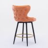 Counter Height 25" Modern Leathaire Fabric bar chairs; 180Â° Swivel Bar Stool Chair for Kitchen; Tufted Gold Nailhead Trim Bar Stools with Metal Legs;