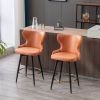 Counter Height 25" Modern Leathaire Fabric bar chairs; 180Â° Swivel Bar Stool Chair for Kitchen; Tufted Gold Nailhead Trim Bar Stools with Metal Legs;