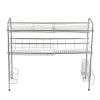 Over Sink Dish Rack, 2 Tier Stainless Steel Dish Rack Rustproof Durable Above Kitchen Sink Shelf Dish Drainer, Silver