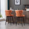 Counter Height 25" Modern Leathaire Fabric bar chairs; 180Â° Swivel Bar Stool Chair for Kitchen; Tufted Gold Nailhead Trim Bar Stools with Metal Legs;