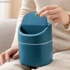 Desktop Mini Trash Can Pressing Cover Dustbin Home Plastic Waste Bin Office Small Garbage Basket Sundries Barrel Cleaning Tools