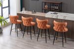 Counter Height 25" Modern Leathaire Fabric bar chairs; 180Â° Swivel Bar Stool Chair for Kitchen; Tufted Gold Nailhead Trim Bar Stools with Metal Legs;