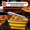 Reusable Pizza Storage Container with 5 Microwavable Serving Trays - Adjustable Pizza Slice Container to Organize & Save Space - BPA Free, Microwave,