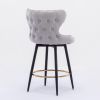 Counter Height 25" Modern Leathaire Fabric bar chairs; 180Â° Swivel Bar Stool Chair for Kitchen; Tufted Gold Nailhead Trim Bar Stools with Metal Legs;