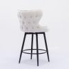 Counter Height 25" Modern Leathaire Fabric bar chairs; 180Â° Swivel Bar Stool Chair for Kitchen; Tufted Gold Nailhead Trim Bar Stools with Metal Legs;