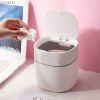 Desktop Mini Trash Can Pressing Cover Dustbin Home Plastic Waste Bin Office Small Garbage Basket Sundries Barrel Cleaning Tools