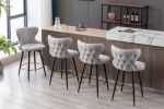 Counter Height 25" Modern Leathaire Fabric bar chairs; 180Â° Swivel Bar Stool Chair for Kitchen; Tufted Gold Nailhead Trim Bar Stools with Metal Legs;