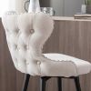 Counter Height 25" Modern Leathaire Fabric bar chairs; 180Â° Swivel Bar Stool Chair for Kitchen; Tufted Gold Nailhead Trim Bar Stools with Metal Legs;