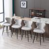 Counter Height 25" Modern Leathaire Fabric bar chairs; 180Â° Swivel Bar Stool Chair for Kitchen; Tufted Gold Nailhead Trim Bar Stools with Metal Legs;