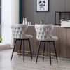 Counter Height 25" Modern Leathaire Fabric bar chairs; 180Â° Swivel Bar Stool Chair for Kitchen; Tufted Gold Nailhead Trim Bar Stools with Metal Legs;