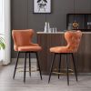 Counter Height 25" Modern Leathaire Fabric bar chairs; 180Â° Swivel Bar Stool Chair for Kitchen; Tufted Gold Nailhead Trim Bar Stools with Metal Legs;