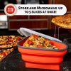 Reusable Pizza Storage Container with 5 Microwavable Serving Trays - Adjustable Pizza Slice Container to Organize & Save Space - BPA Free, Microwave,