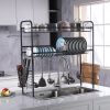 Over Sink Dish Rack, 2 Tier Stainless Steel Dish Rack Rustproof Durable Above Kitchen Sink Shelf Dish Drainer, Silver