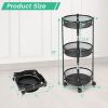 3-Tier Folding Metal Storage Rack Rolling Utility Cart