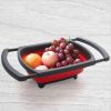 Silicone Kitchen Fruits Fresh Vegetables Collapsible Colander Square Over The Sink Colander Wash Basin