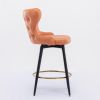 Counter Height 25" Modern Leathaire Fabric bar chairs; 180Â° Swivel Bar Stool Chair for Kitchen; Tufted Gold Nailhead Trim Bar Stools with Metal Legs;