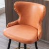 Counter Height 25" Modern Leathaire Fabric bar chairs; 180Â° Swivel Bar Stool Chair for Kitchen; Tufted Gold Nailhead Trim Bar Stools with Metal Legs;