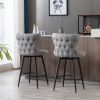 Counter Height 25" Modern Leathaire Fabric bar chairs; 180Â° Swivel Bar Stool Chair for Kitchen; Tufted Gold Nailhead Trim Bar Stools with Metal Legs;