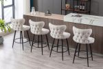 Counter Height 25" Modern Leathaire Fabric bar chairs; 180Â° Swivel Bar Stool Chair for Kitchen; Tufted Gold Nailhead Trim Bar Stools with Metal Legs;