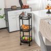 3-Tier Folding Metal Storage Rack Rolling Utility Cart